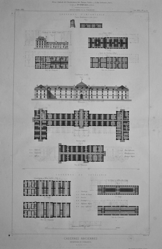 Casernes Anciennes. Infanterie et Cavalerie.  1867.