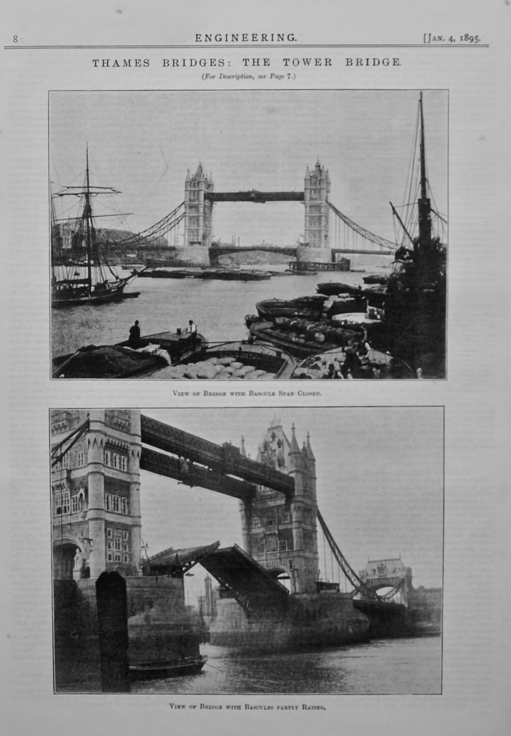 Thames Bridges : The Tower Bridge. 1895.