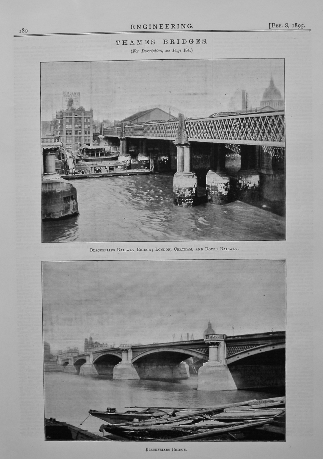 Thames Bridges : Blackfriars Bridge. 1895.