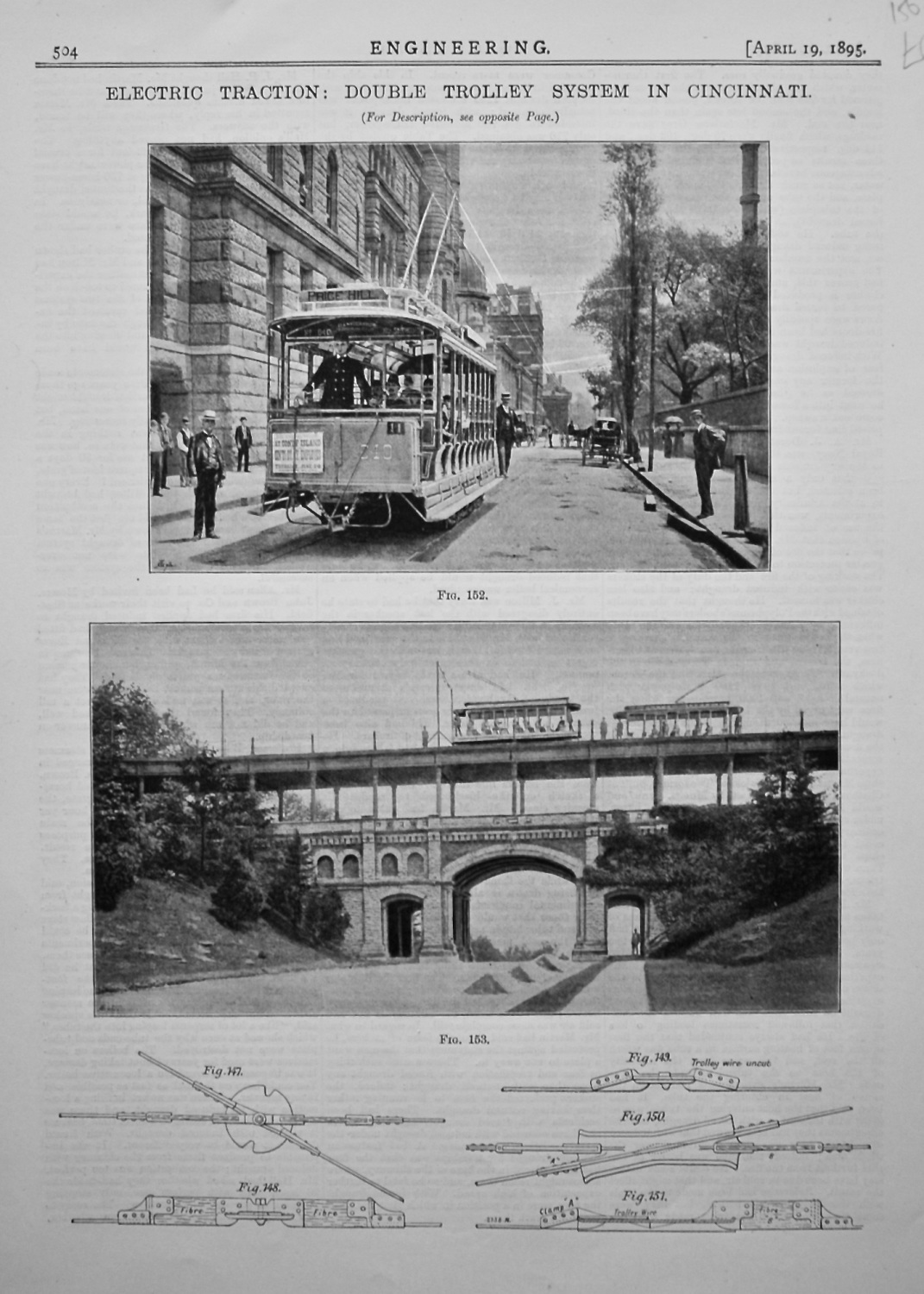 Electric Traction : Double Trolley System in Cincinnati. 1895.