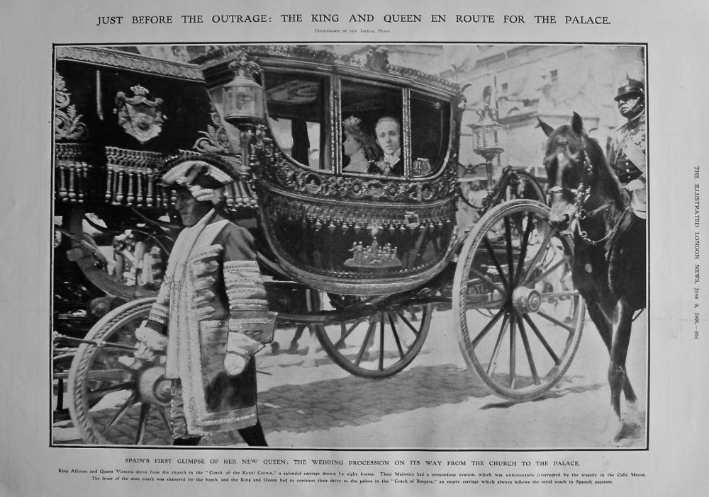 Spain's first Glimpse of Her New Queen ; The Wedding Procession on its way from the Church to the Palace. 31st, May 1906.