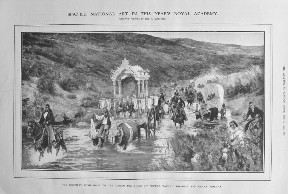 Spanish National Art in this Year's Royal Academy.  The Country Pilgrimage to the Virgin Del Rocio of Seville Passing through the Sierra Morena. 1906.