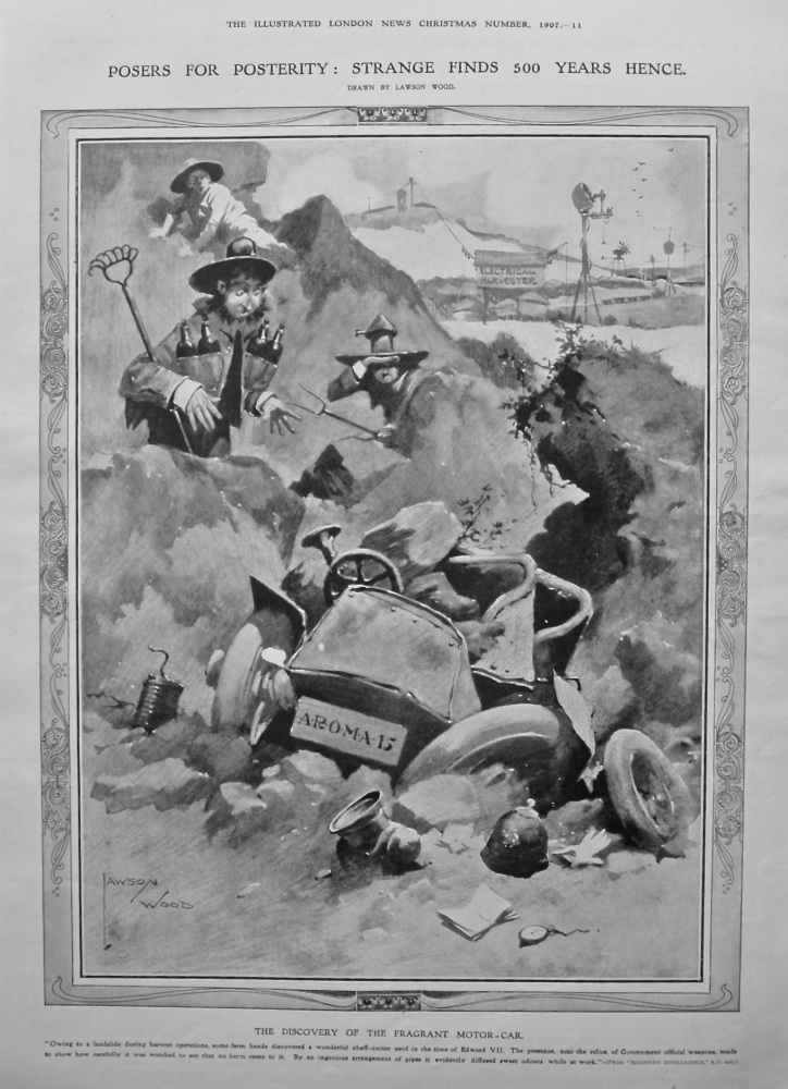 Posers for Posterity : Strange Finds 500 Years Hence. The Discovery of the Fragrant Motor-Car. 1907.