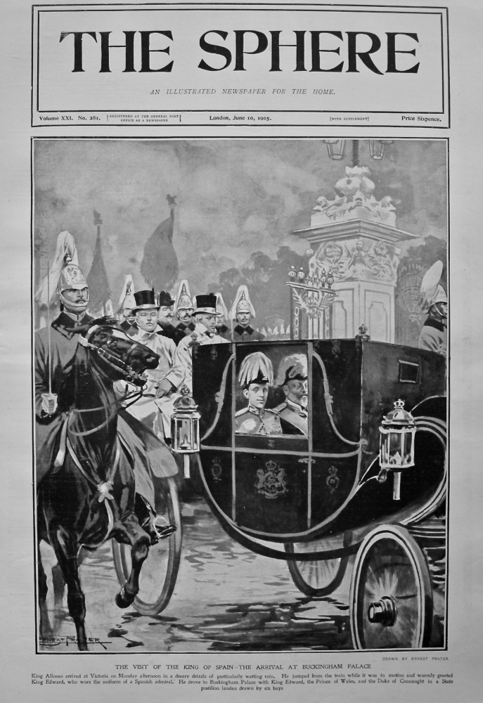 The Visit of the King of Spain - The Arrival at Buckingham Palace. 1905.