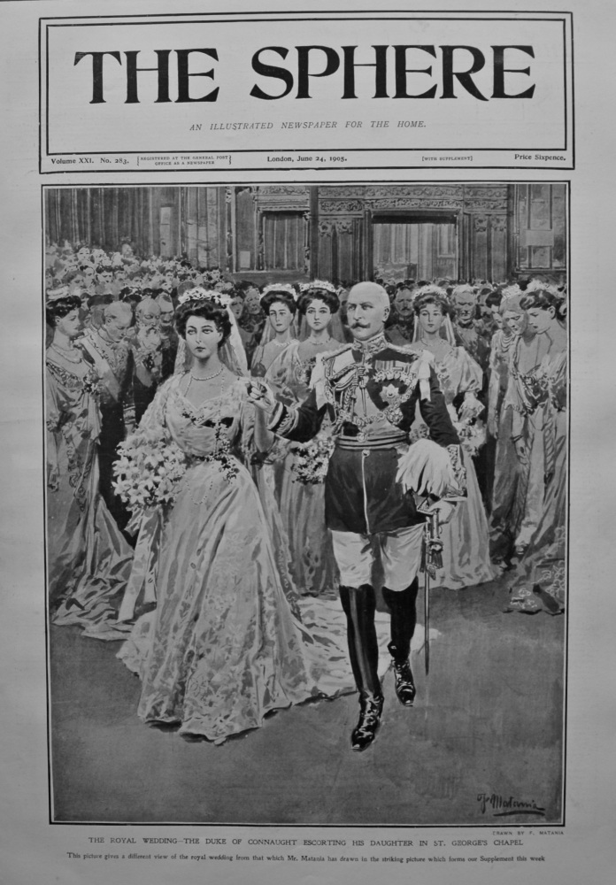 The Royal Wedding - The Duke of Connaught Escorting His Daughter in St. George's Chapel. 1905.