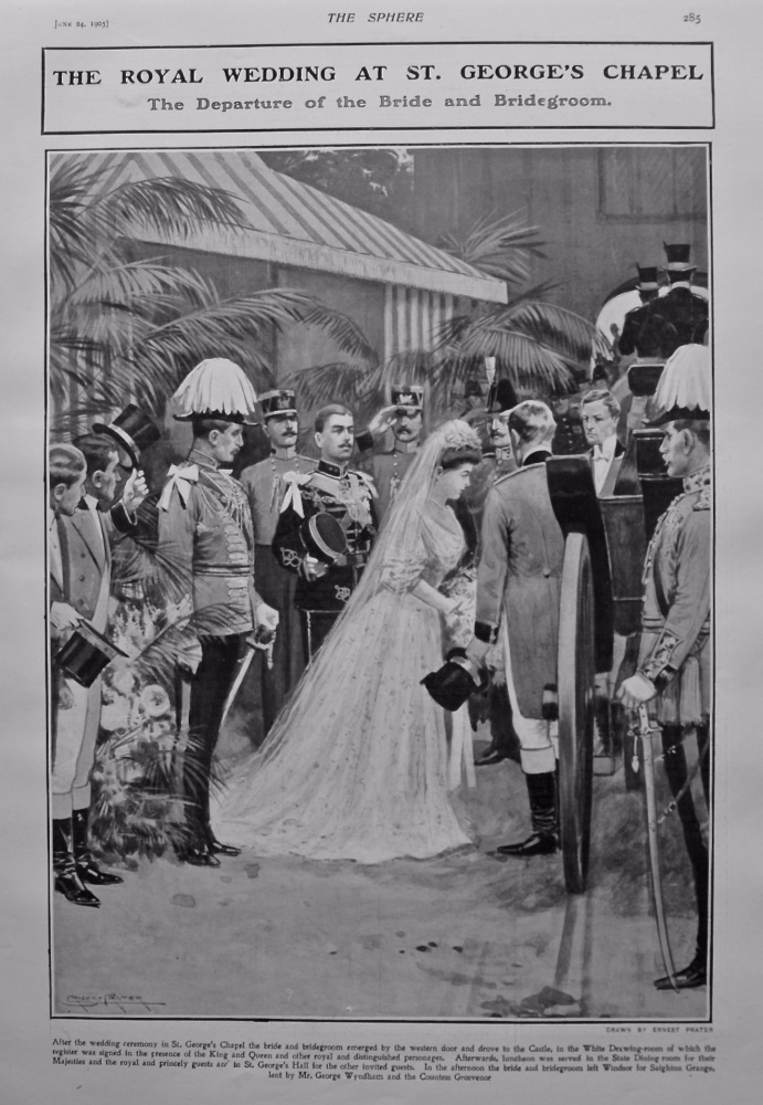 The Royal Wedding at St. George's Chapel : The Departure of the Bride and Bridegroom. 1905.
