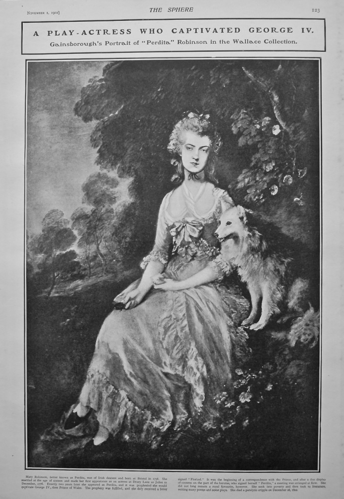 A Play-Actress who Captivated George IV.  Gainsborough's Portrait of "Pertida" Robinson in the Wallace Collection. 1902.