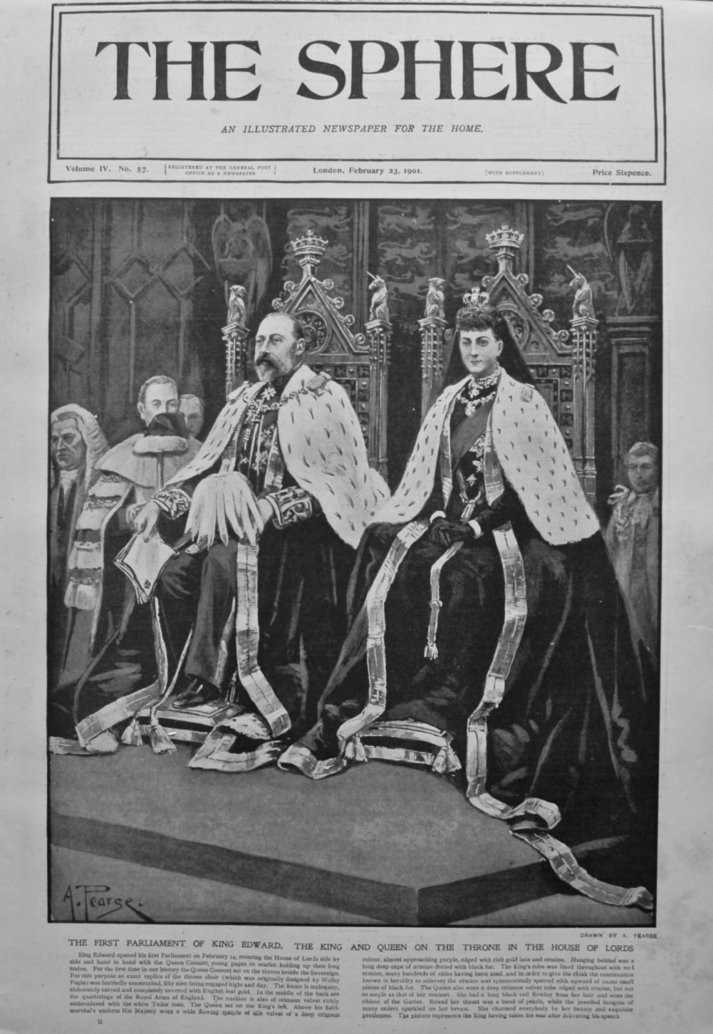 The First Parliament of King Edward. The King and Queen on the Throne in th