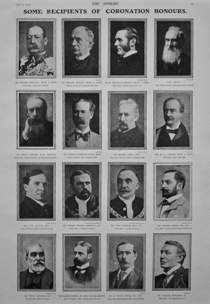 Some Recipients of Coronation Honours. (Portraits) 1902.