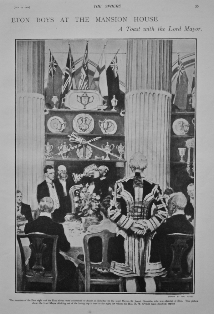 Eton Boys at the Mansion House : A Toast with the Lord Mayor. 1902.