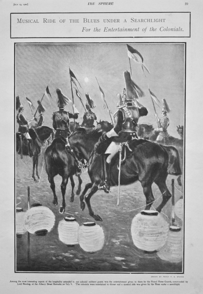 Musical Ride of the Blues under a Searchlight for the Entertainment of the Colonials. 1902.