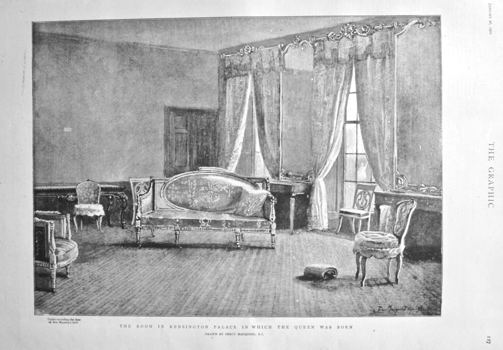 The Room in Kensington Palace in which the Queen was Born. 1901.