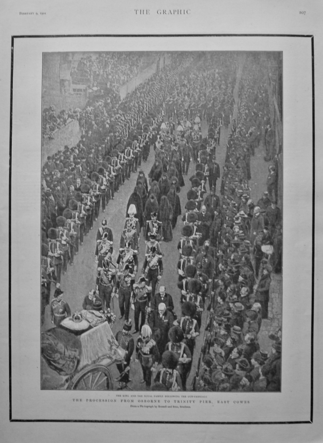 The Procession from Osborne to Trinity Pier, East Cowes. (Funeral of Queen 