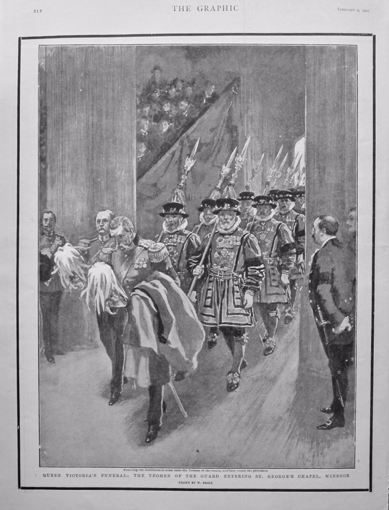 Queen Victoria's Funeral : The Yeomen of the Guard entering St. George's Chapel, Windsor. 1901.