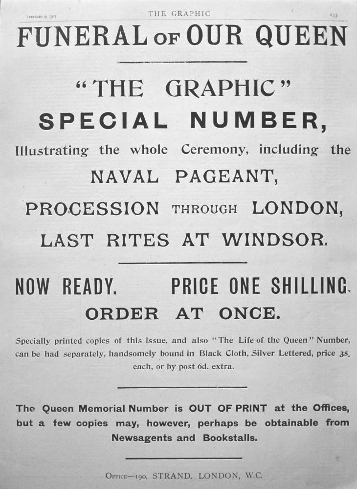 Funeral of our Queen. "The Graphic" Special Number. 1901.