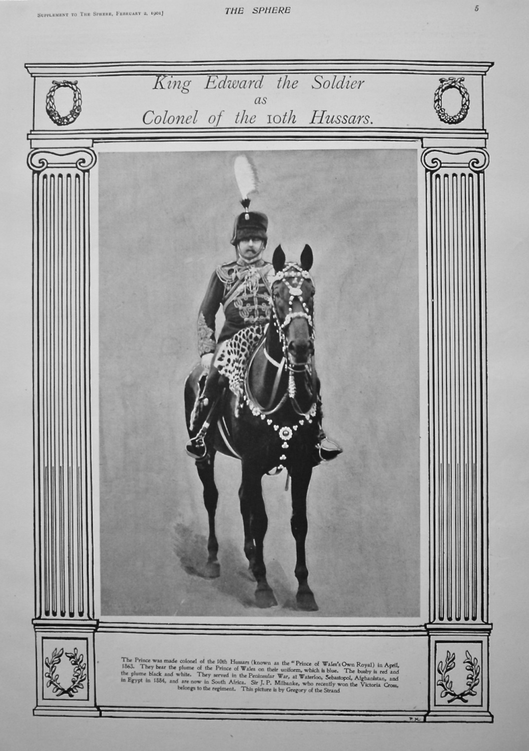 King Edward the Soldier as Colonel of the 10th Hussars. 1901.