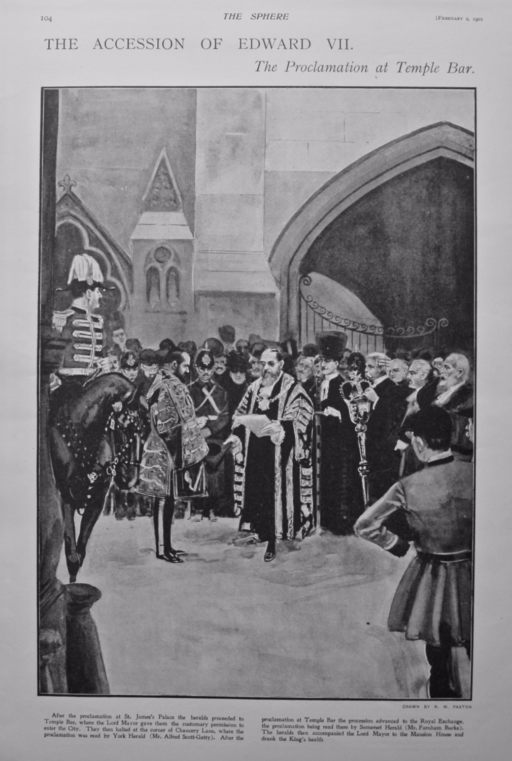 The Accession of Edward VII. The Proclamation at Temple Bar.  1901.