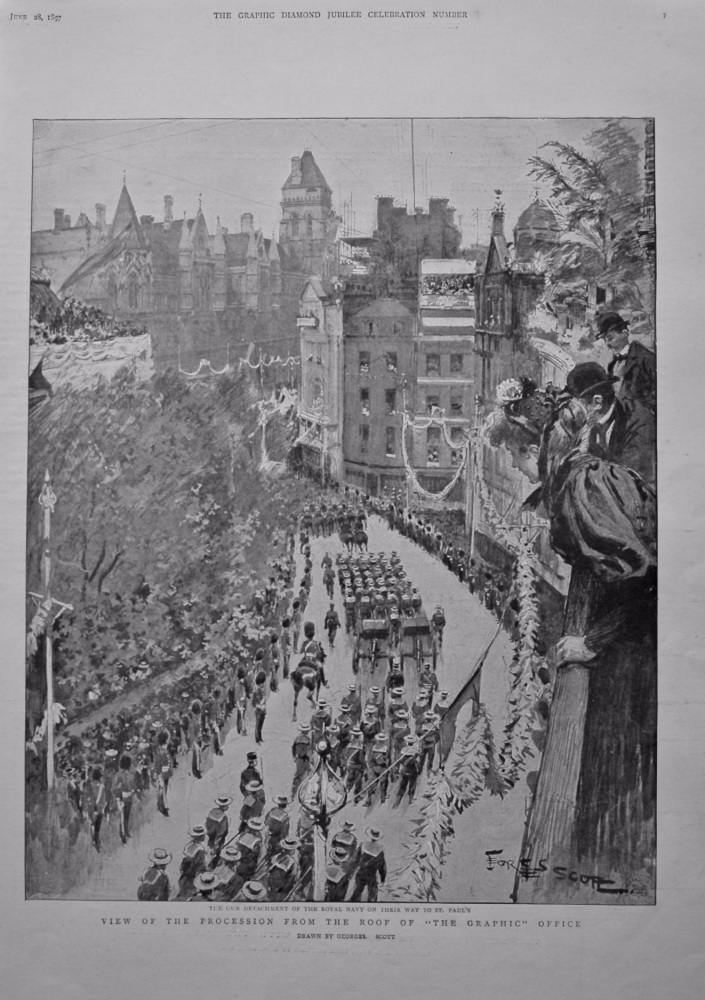 View of the Procession from the Roof of "The Graphic" Office. (Diamond Jubilee Celebrations). 1897.