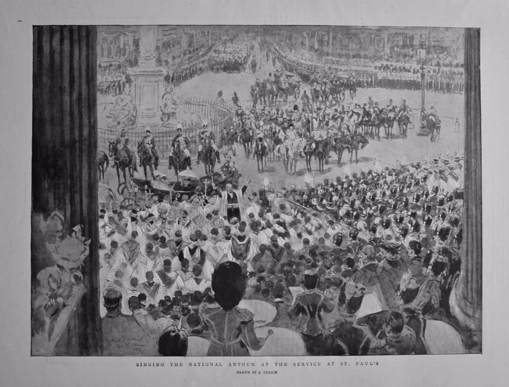 Singing the National Anthem at the Service at St. Paul's. (Diamond Jubilee Celebrations 1897.) 