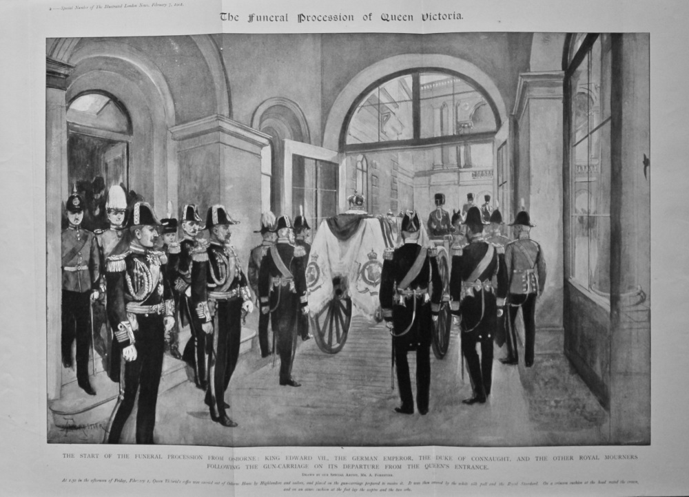 The Start of the Funeral Procession from Osborne : King Edward VII., The German Emperor, the Duke of Connaught, and the other Royal Mourners following