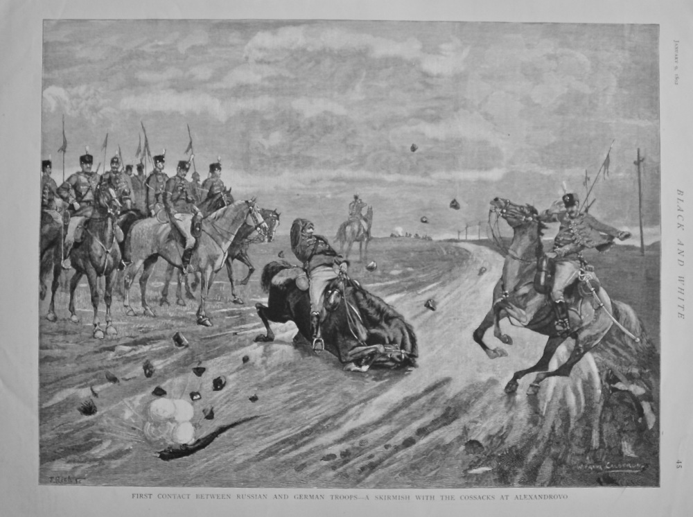 First Contact between Russian and German Troops - A Skirmish with the Cossacks at Alexandrovo. 1892.