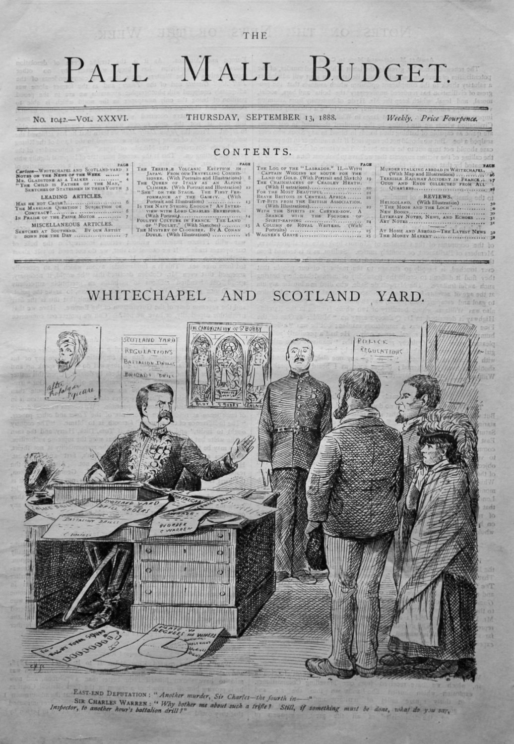 The Pall Mall Budget. (Front Page). September 13th, 1888.