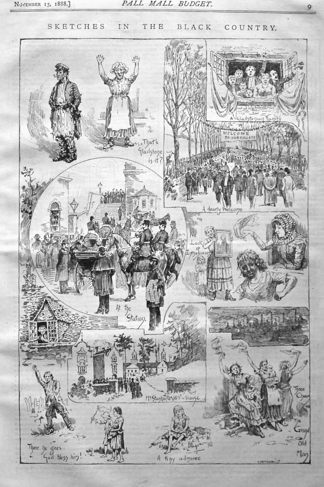 Sketches in the Black Country. (Mr. Gladstone's Visit to the Black Country). 1888.