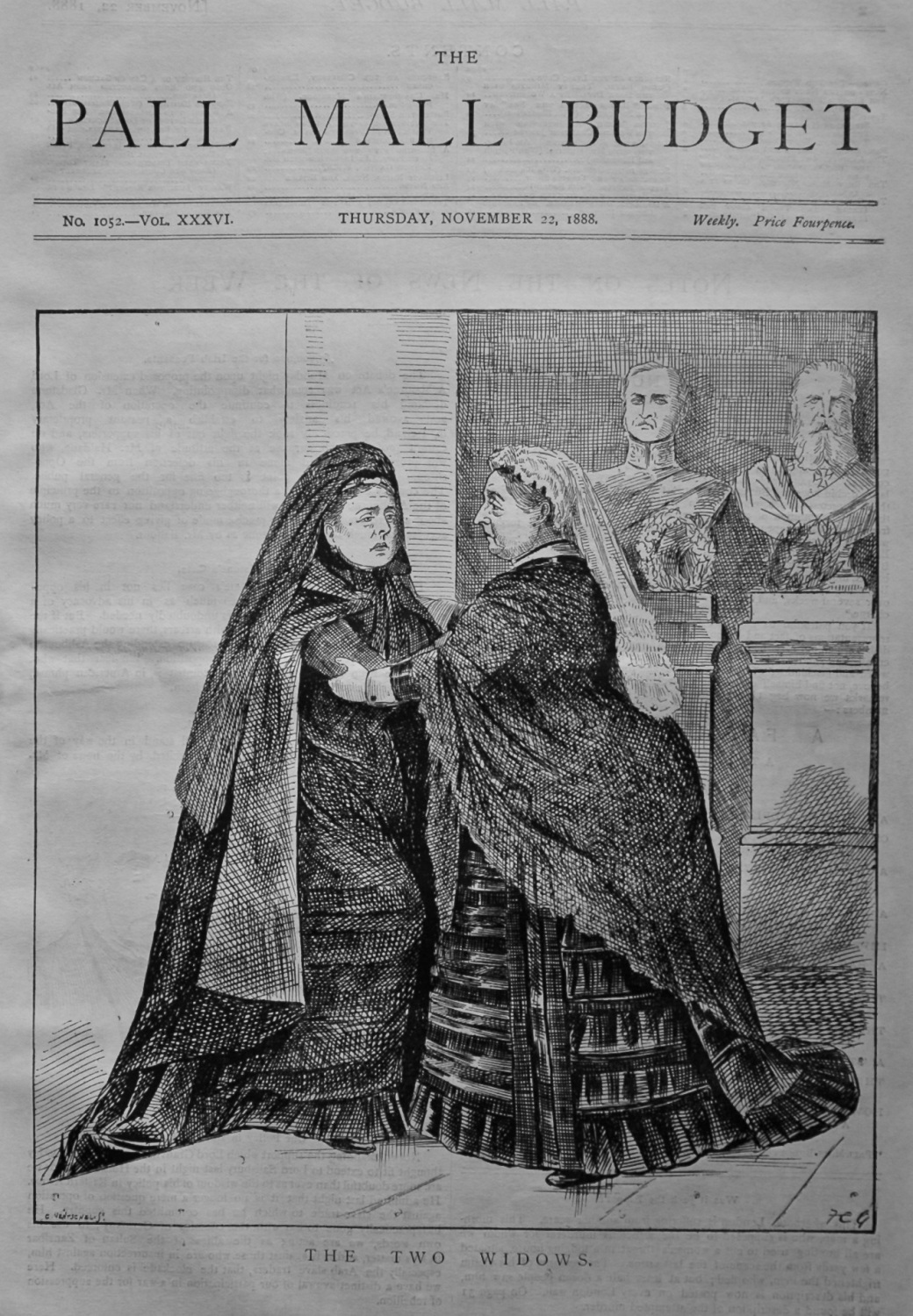 The Pall Mall Budget. November 22nd, 1888. (Front Page) The Two Widows. 