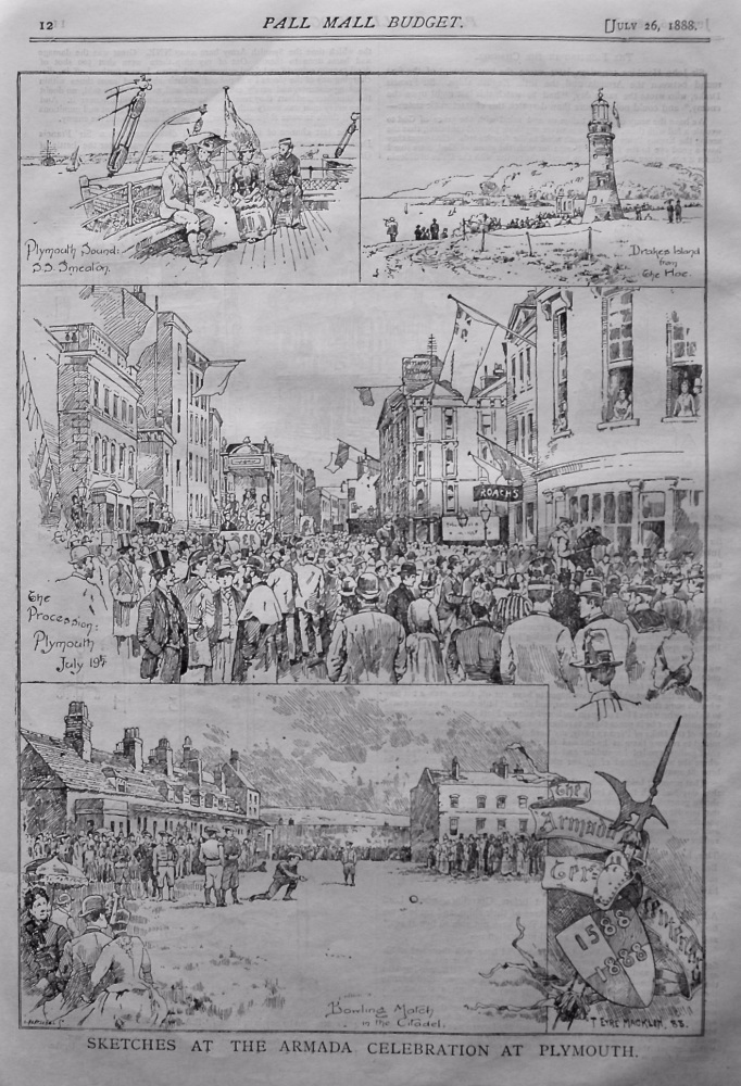 Sketches at the Armada Celebration at Plymouth. 1888.