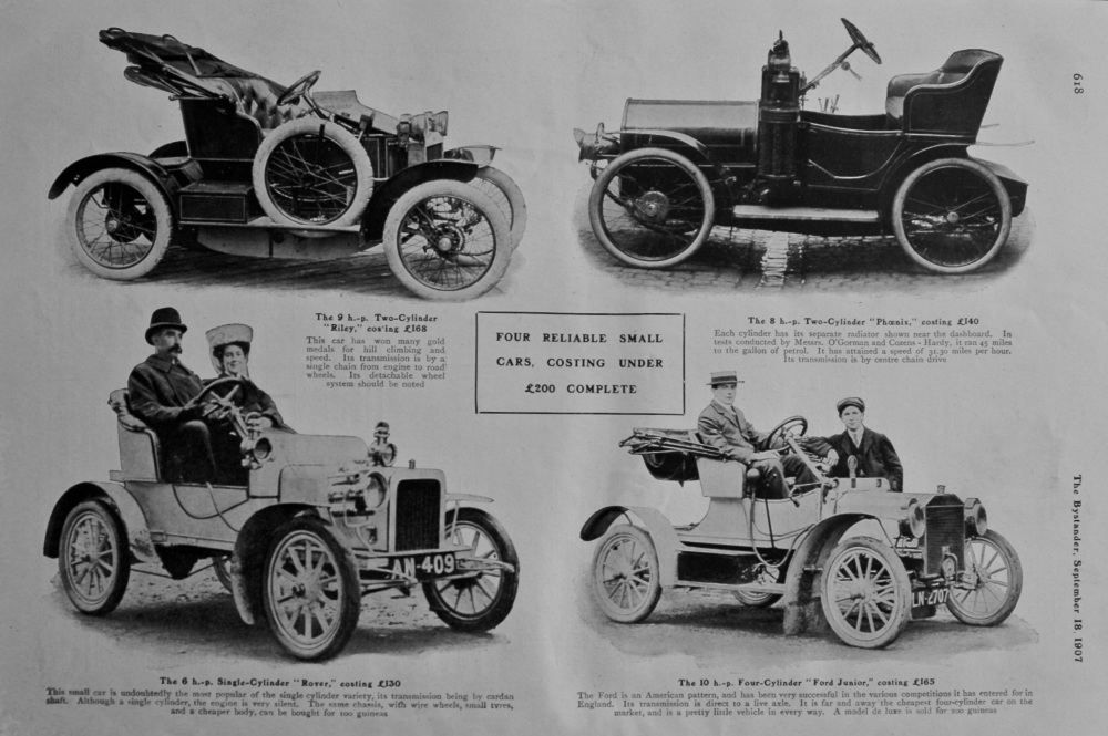 Four Reliable Small Cars Costing Under £200 Complete.  1907.