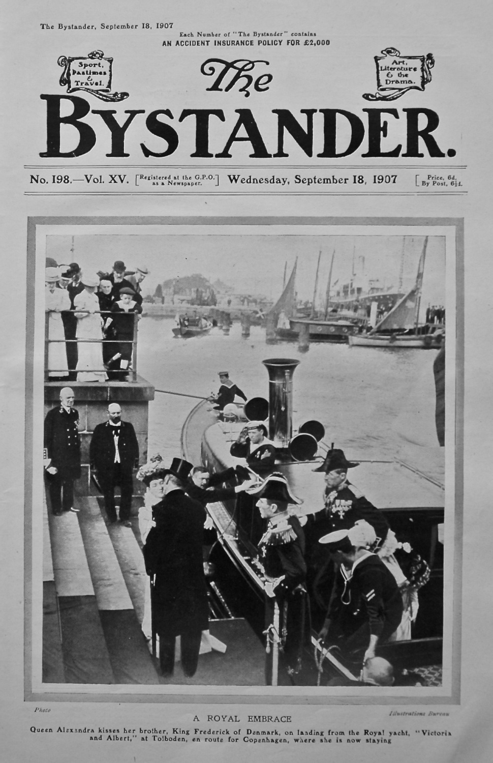 The Bystander. (Front Page). A Royal Embrace.  1907.