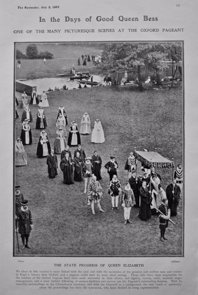 In the Days of Good Queen Bess : One of the many Picturesque Scenes at the Oxford Pageant. 1907.