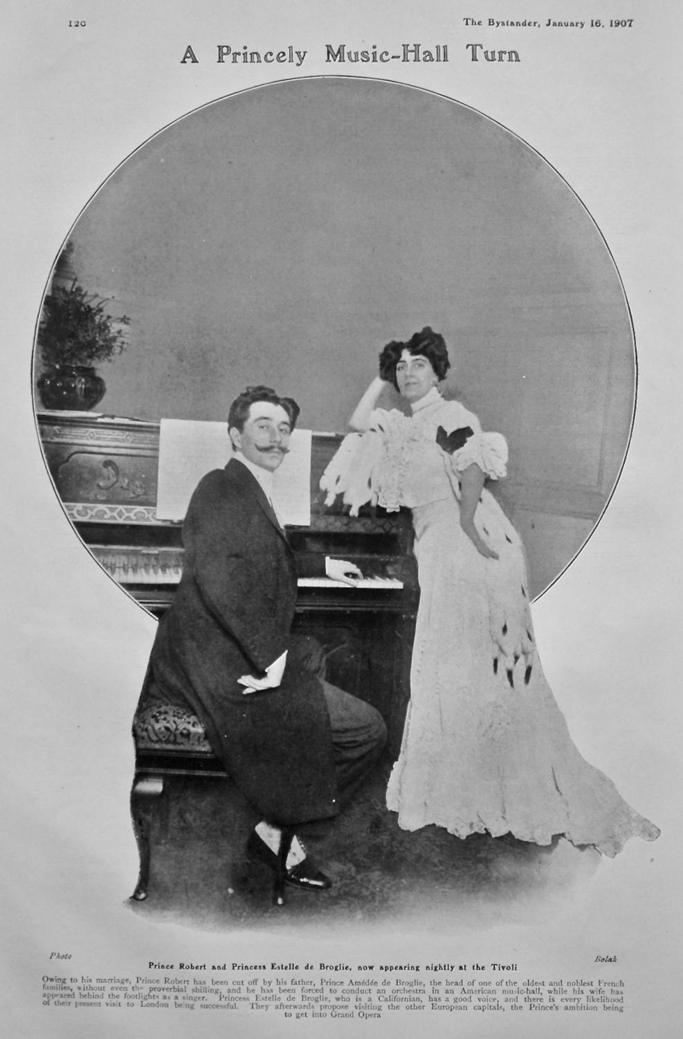 A Princely Music-Hall Turn.  Prince Robert and Princess Estelle de Broglie,