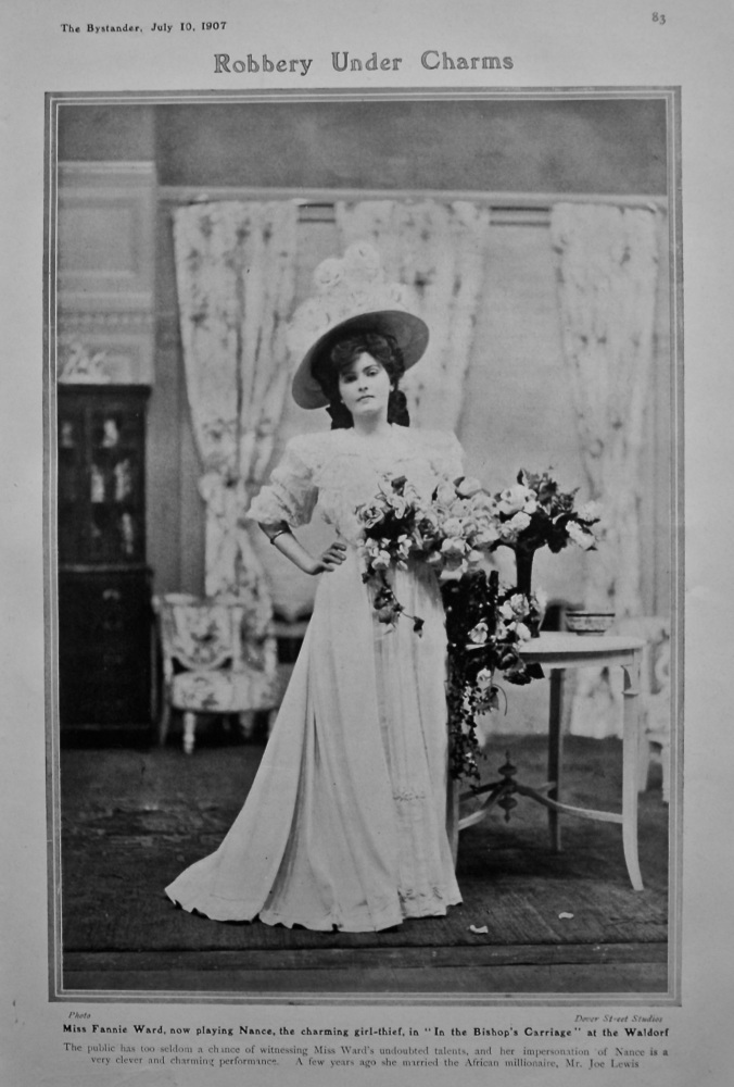 Miss Fannie Ward, now playing Nance, the charming girl-thief, in "In the Bishop's Carriage" at the Waldorf.