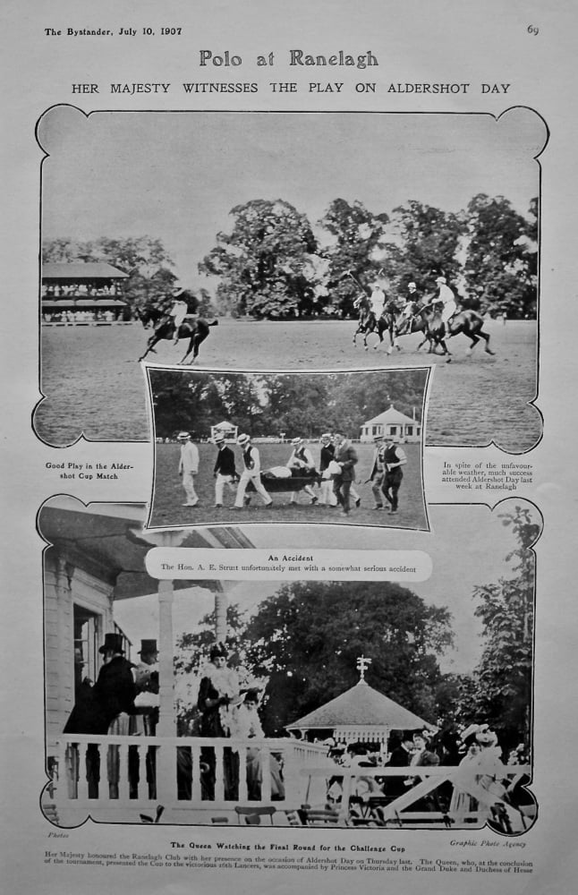 Polo at Ranelagh : Her Majesty Witnesses the Play on Aldershot Day. 1907.