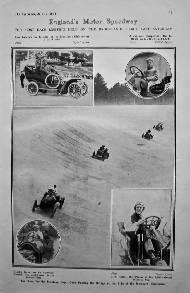 England's Motor Speedway : The First Race Meeting Held on the Brooklands Track last Saturday. 1907.