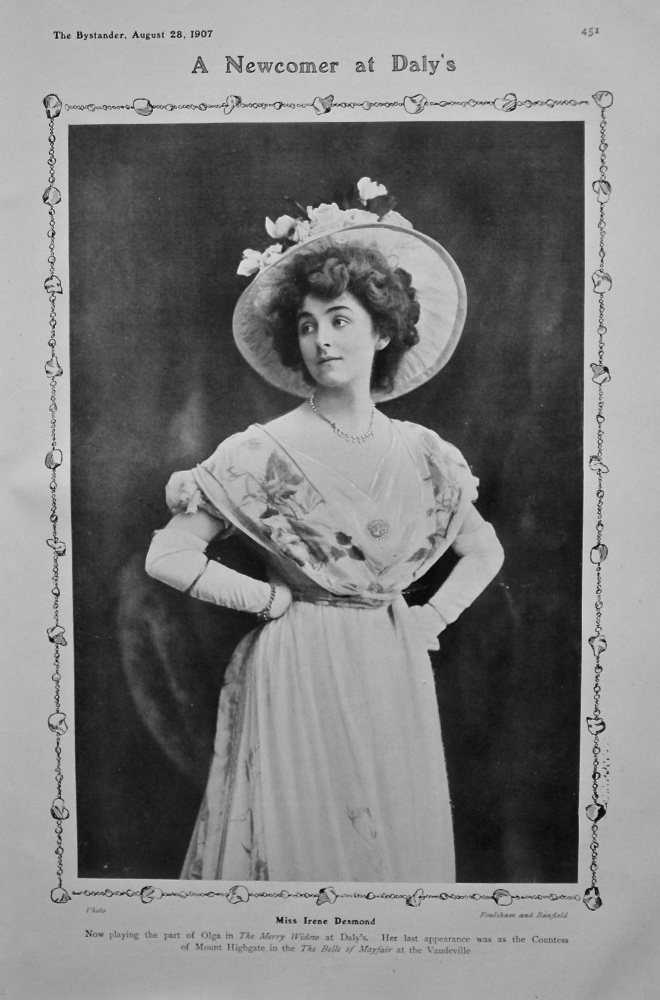 A Newcomer at Daly's : Miss Irene Desmond. 1907.