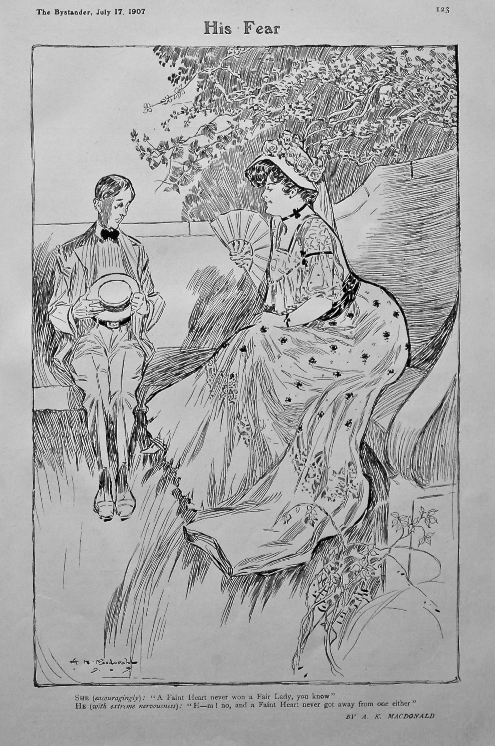 His Fear. (Full Page Drawing by A. K. Macdonald) 1907.