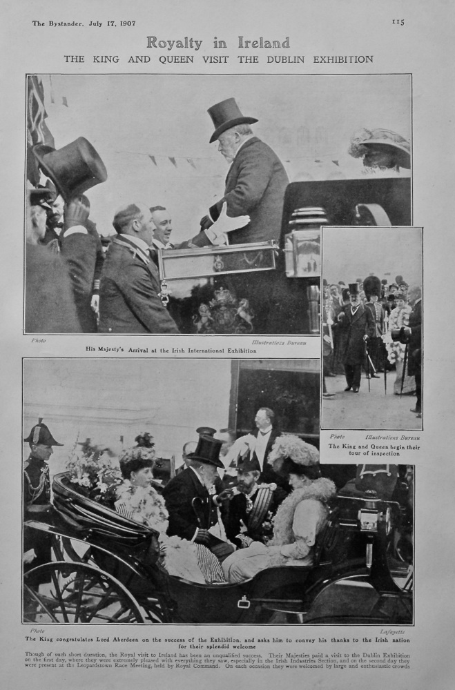 Royalty in Ireland : The King and Queen Visit the Dublin Exhibition. 1907.