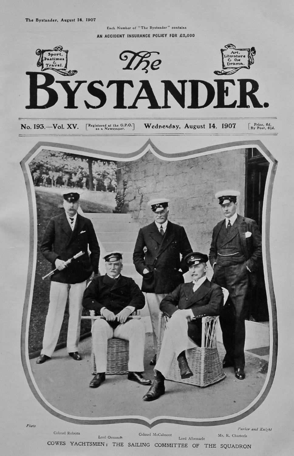 The Bystander, August 14th, 1907, (Front Page) : Cowes Yachtsmen : The Sail