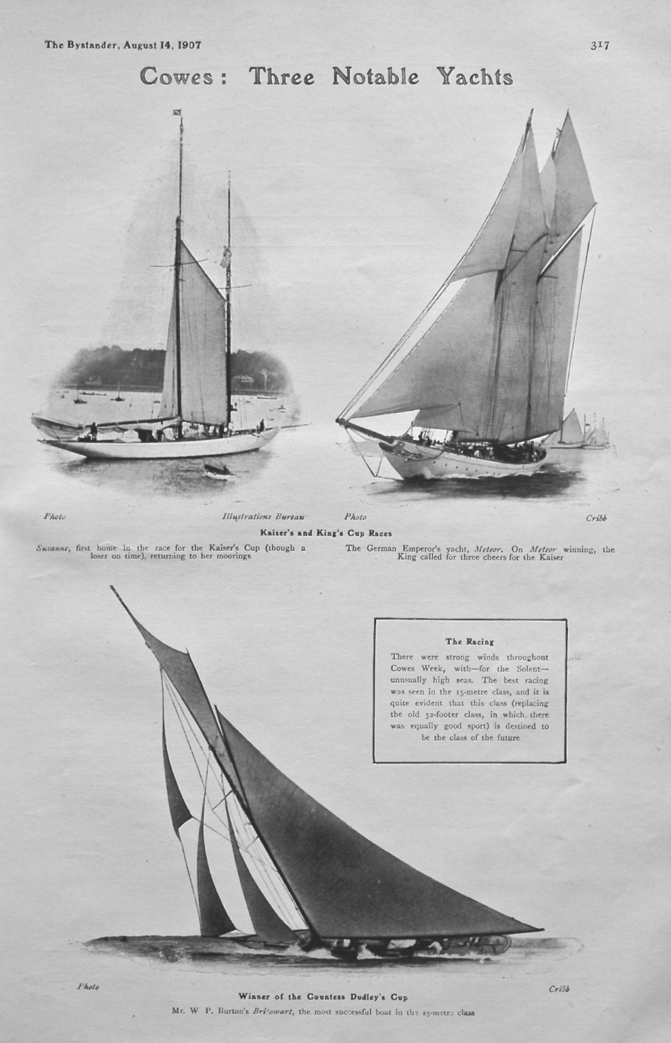 Cowes : Three Notable Yachts. 1907.