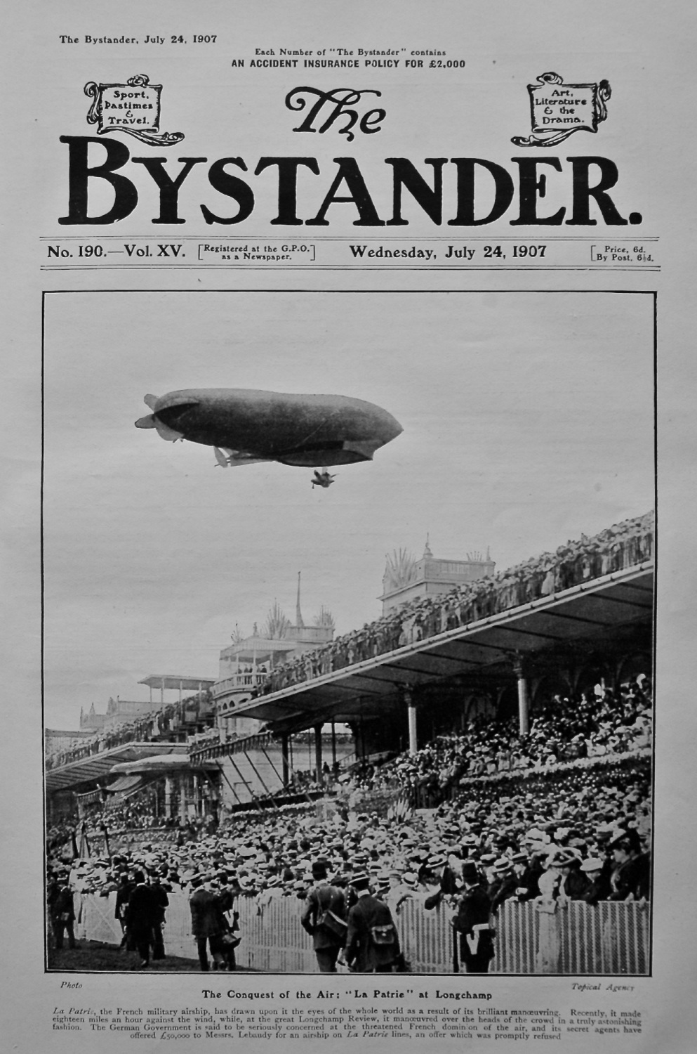 The Bystander, July 24th, 1907. (Front Page) The Conquest of the Air : 