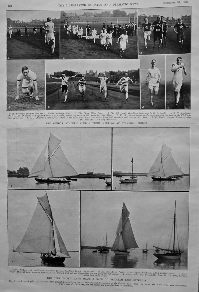 The Nore Yacht Club's Class A Race to Burnham Last Saturday. 1908.