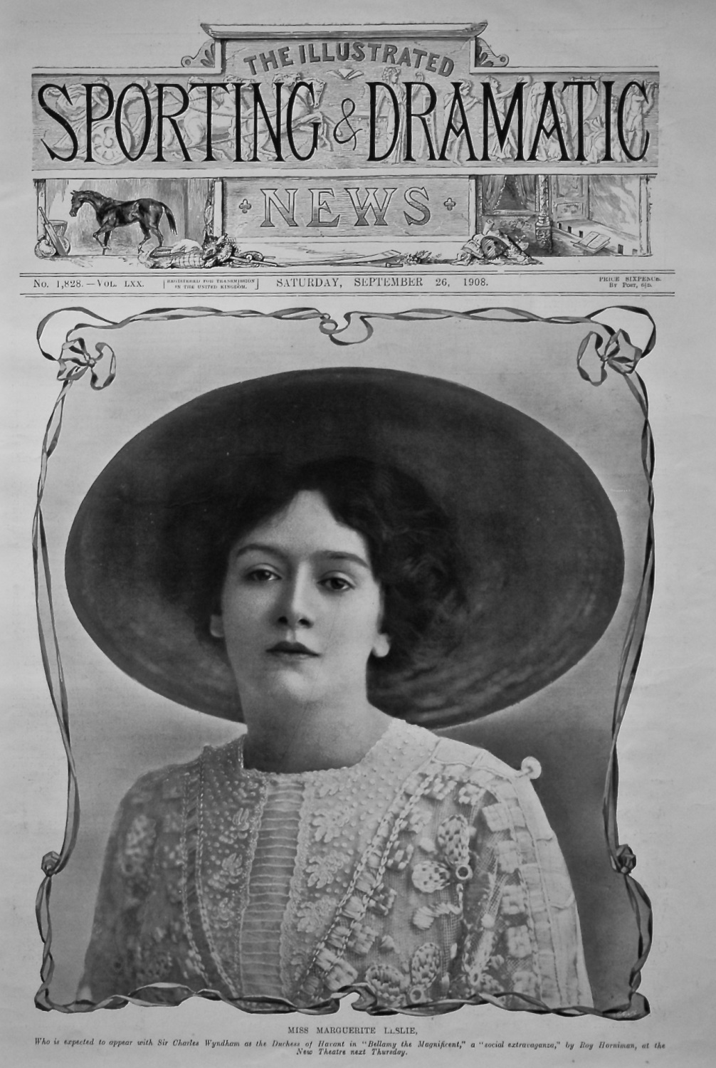 Miss Marguerite Leslie. (Front Page) September 26th, 1908.
