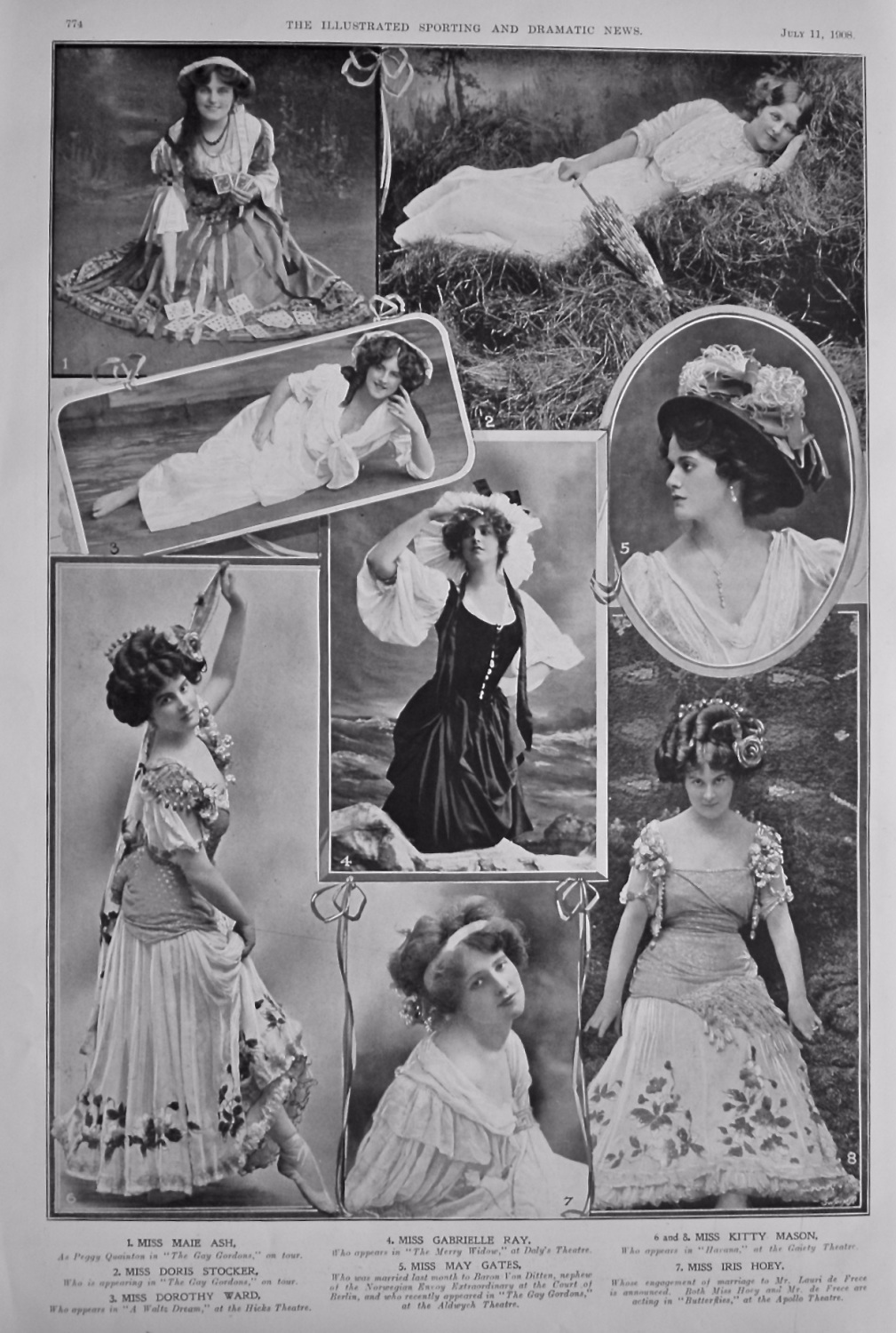 Actresses from the Stage at this time. 1908.