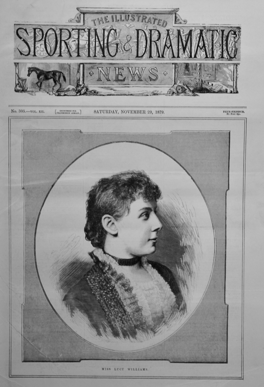 Miss Lucy Williams. (Front Page) 1879.
