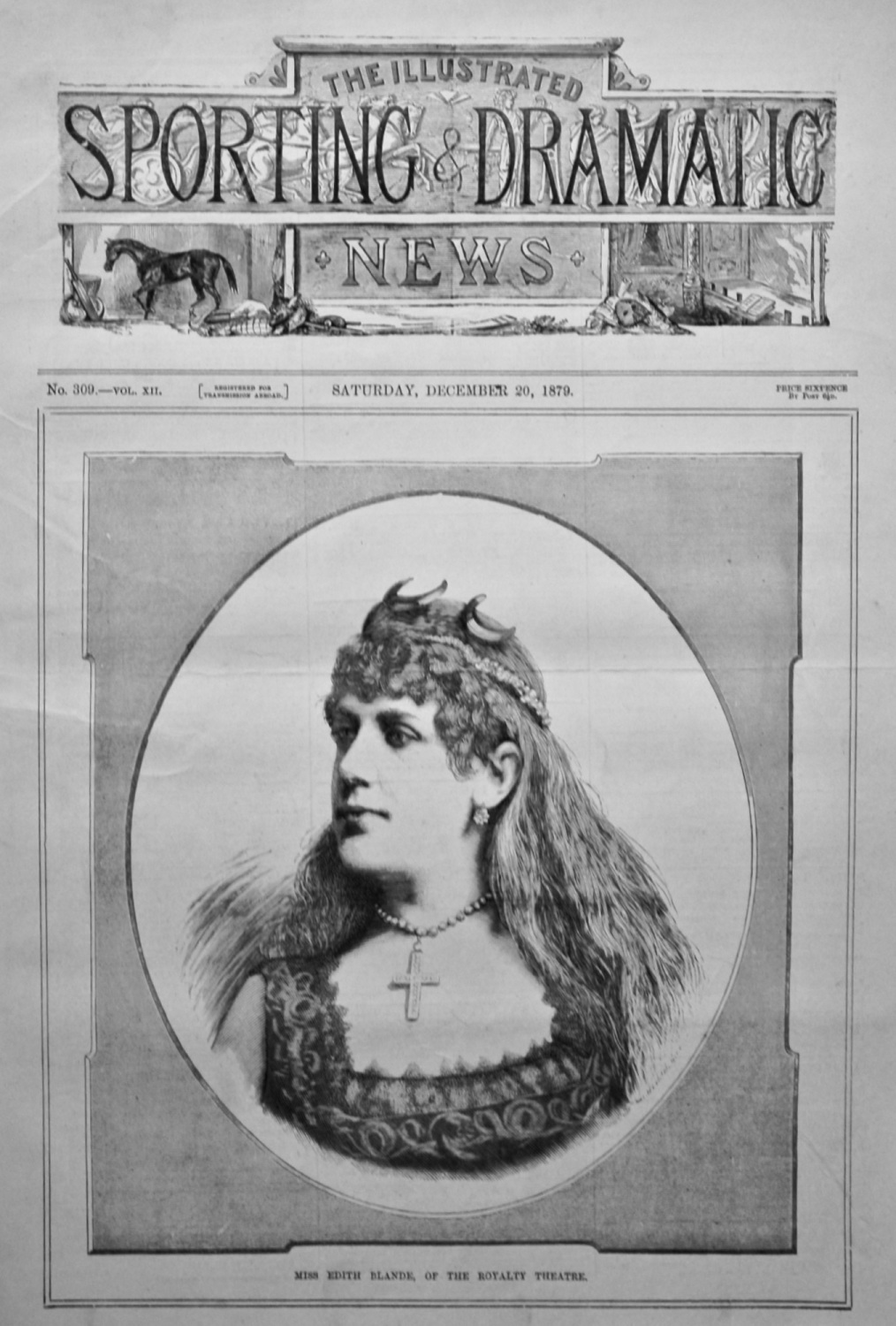 Miss Edith Blande, of the Royalty Theatre.  1879.