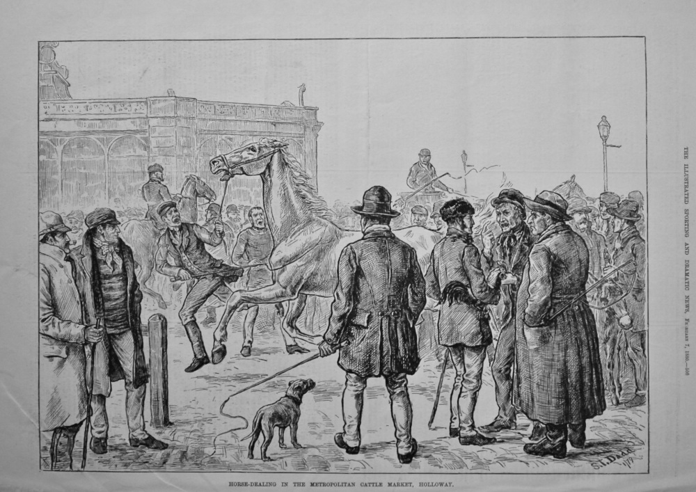 Horse-Dealing in the Metropolitan Cattle Market, Holloway.  1880.