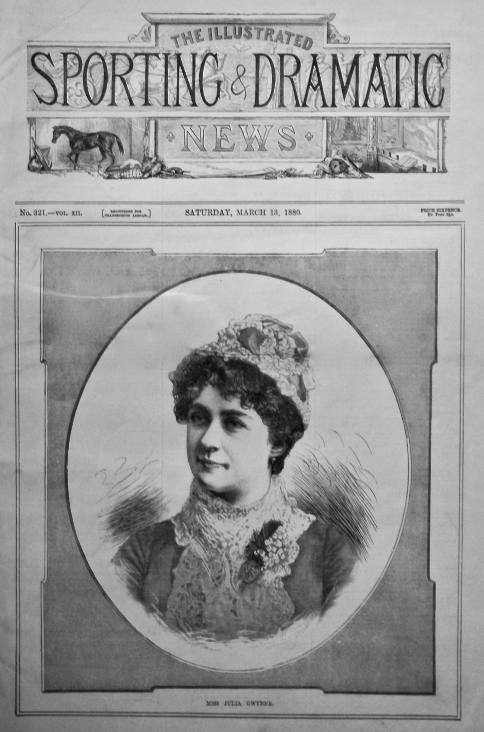 Miss Julie Gwynne.  1880.