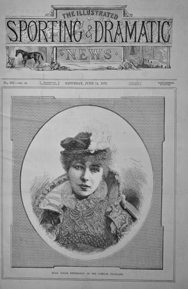 Mlle. Sarah Bernhardt, of the Comedie Francaise.  1879.